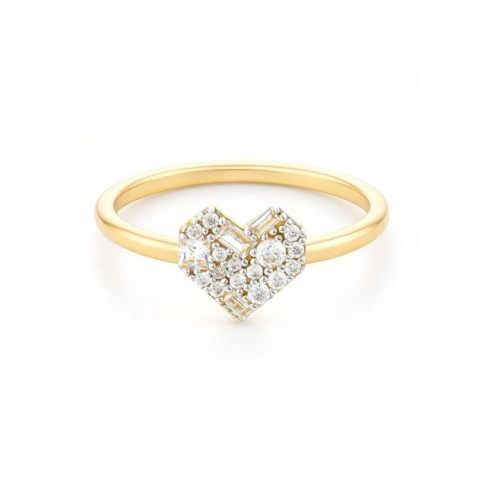 Baget Taşlı Kalp Yüzük