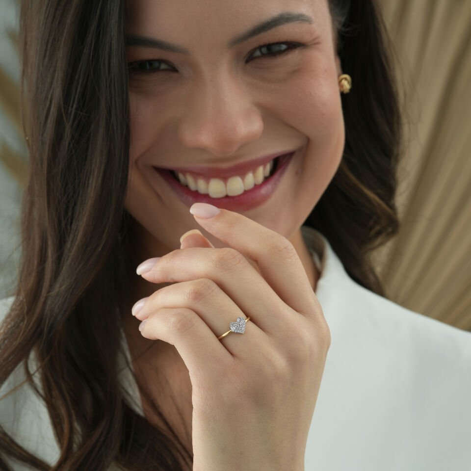 Baget Taşlı Kalp Yüzük