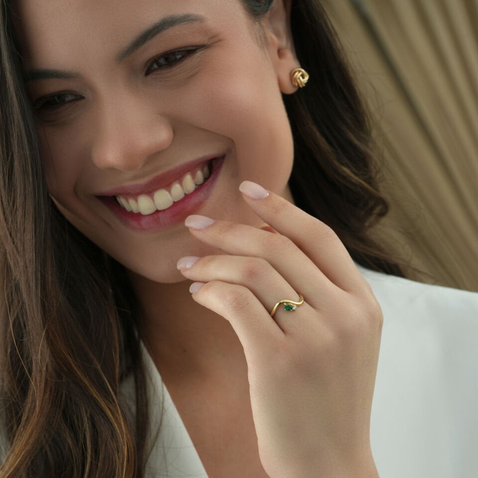 Renkli Taşlı Dalga Yüzük