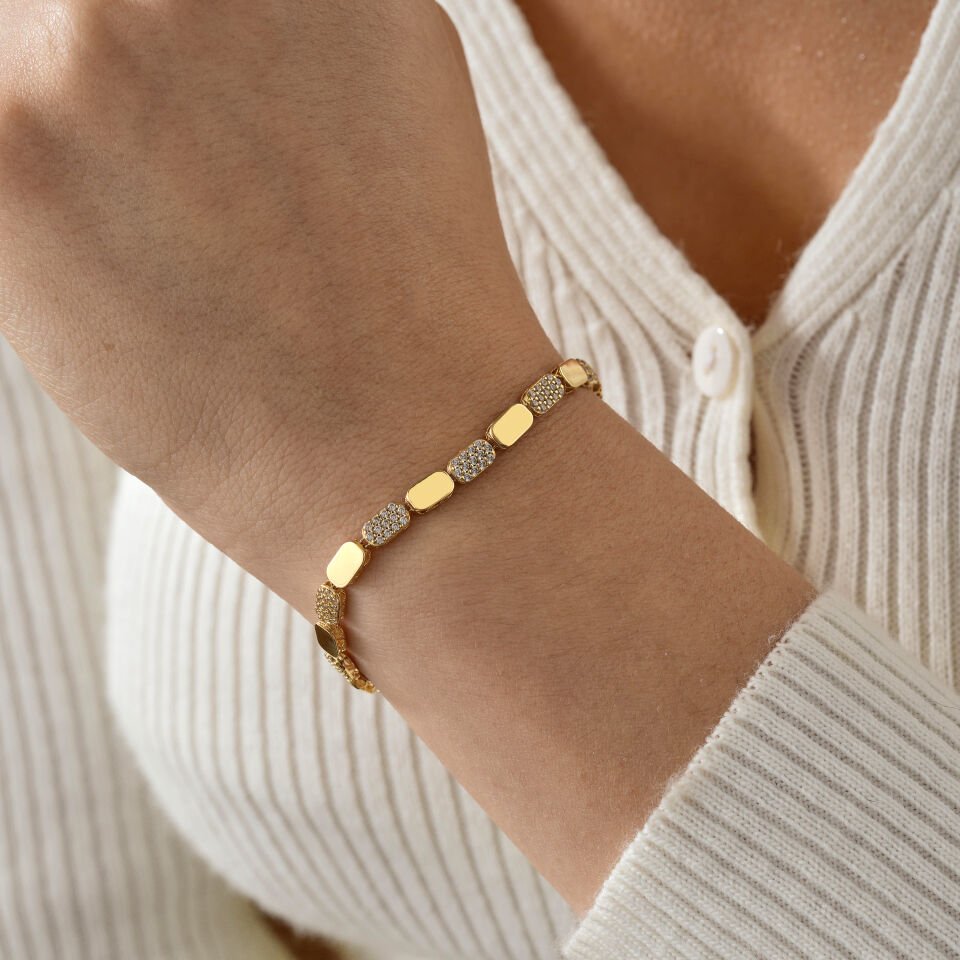 Taşlı Dikdörtgen Bileklik