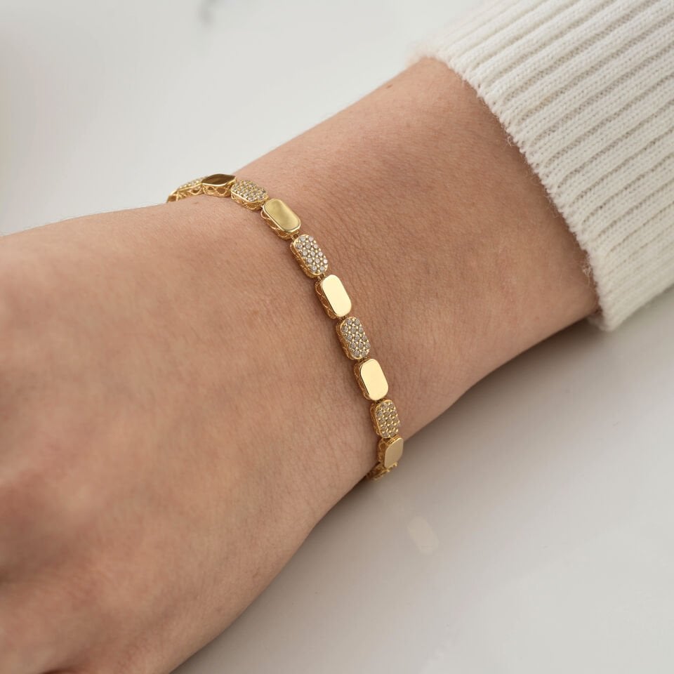 Taşlı Dikdörtgen Bileklik