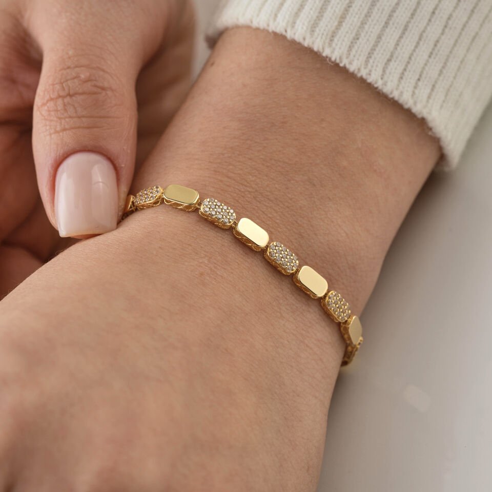 Taşlı Dikdörtgen Bileklik