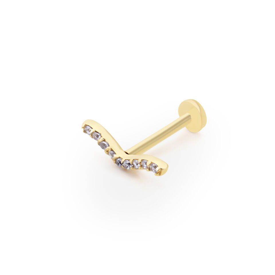 Taşlı Tragus Altın Piercing