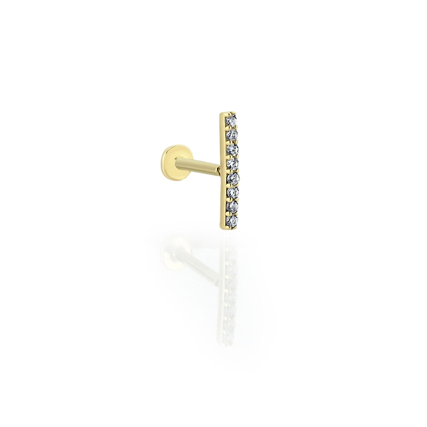 Taşlı Çubuk Tragus Altın Piercing