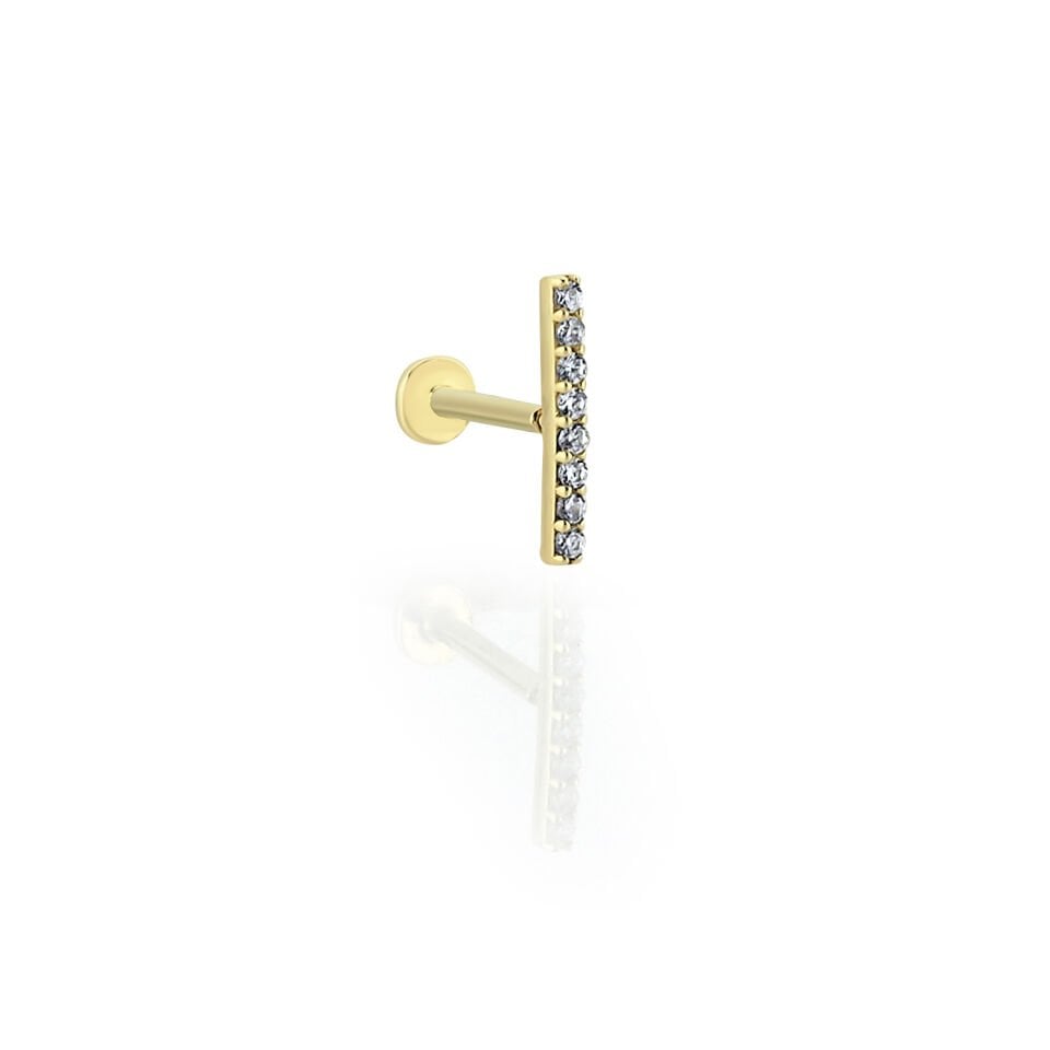 Taşlı Çubuk Tragus Altın Piercing