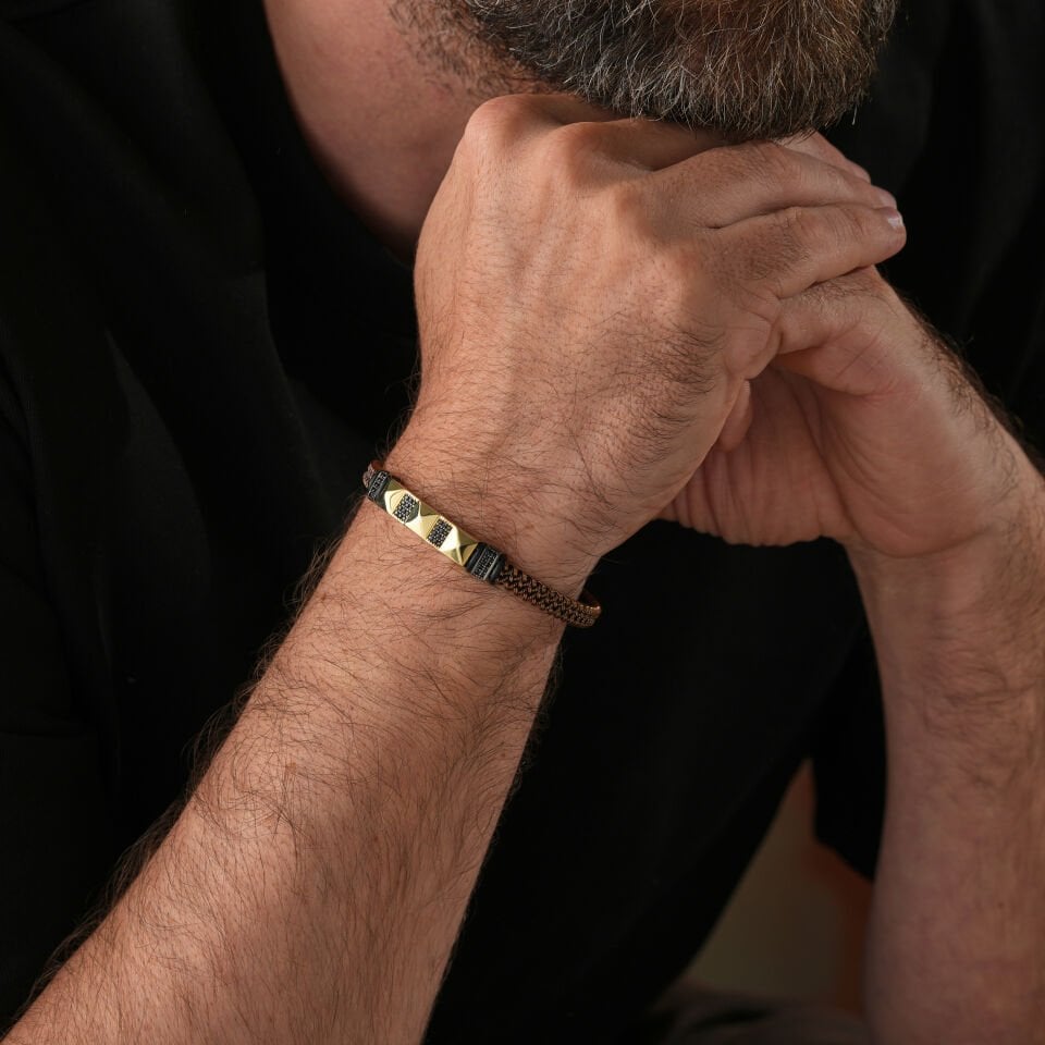 Taşlı Plaka Erkek Bileklik