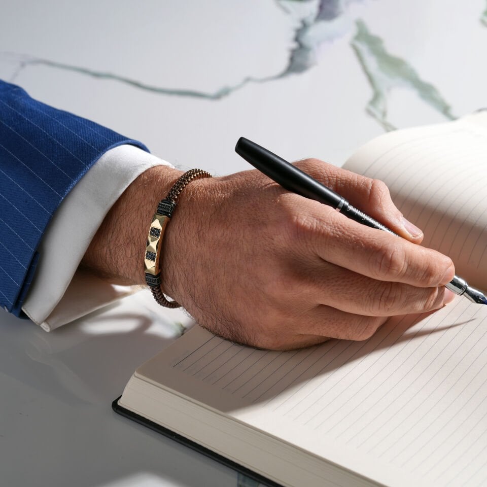 Taşlı Plaka Erkek Bileklik