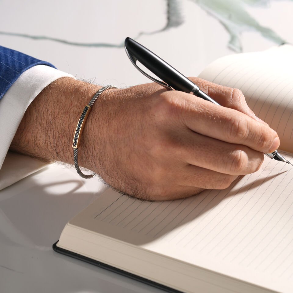 Taşlı Plaka Erkek Bileklik