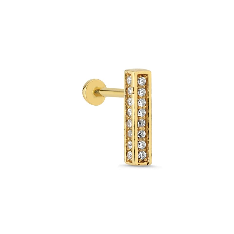 Çubuk Taşlı Tragus Altın Piercing