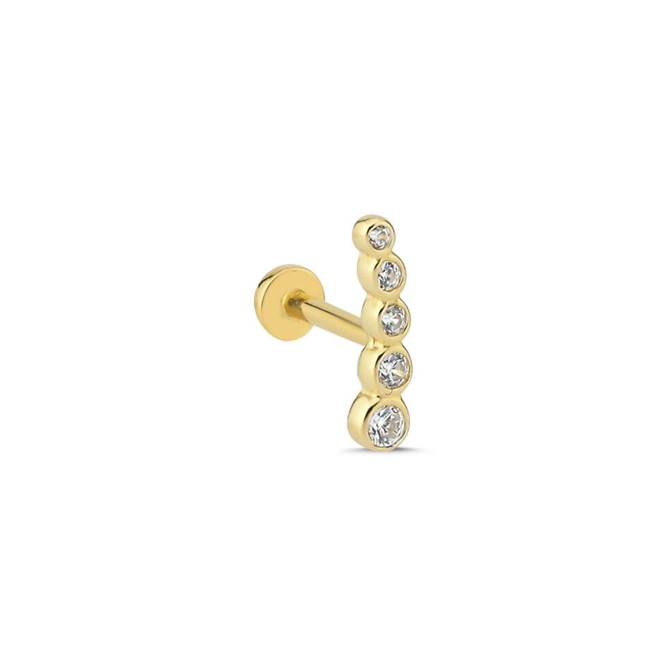 Su Yolu Taşlı Tragus Altın Piercing