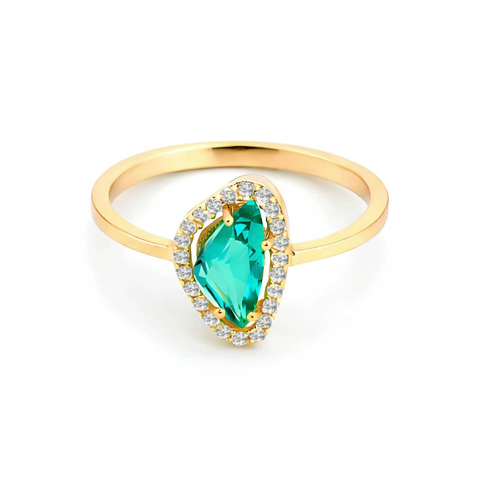 Su Yeşili Taşlı Yüzük