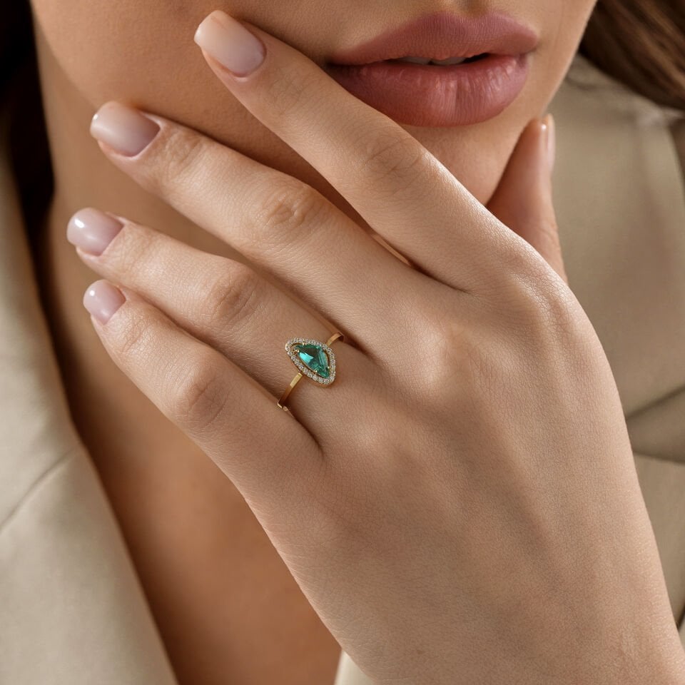 Su Yeşili Taşlı Yüzük