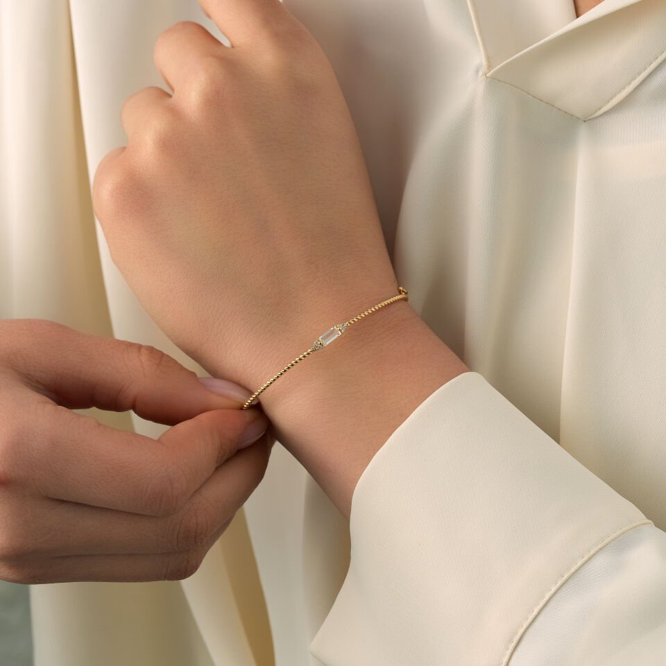 Minimal Baget Taşlı Kelepçe