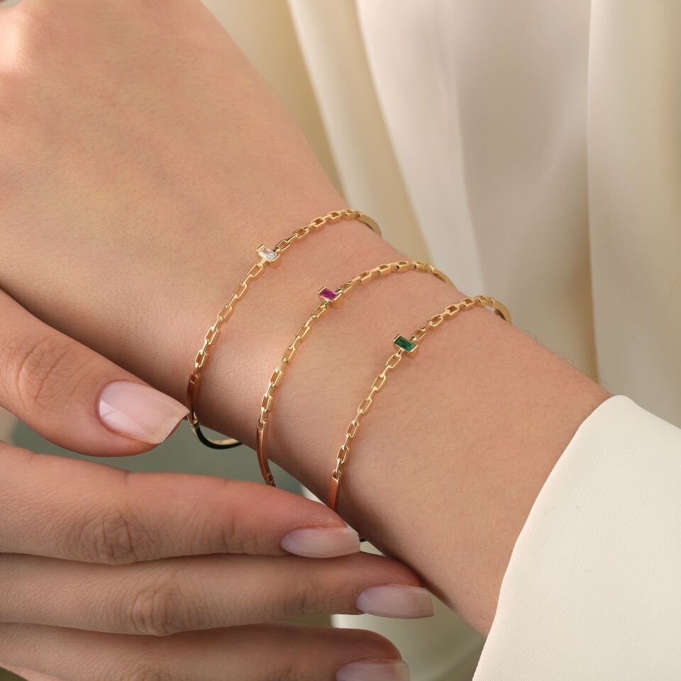 Renkli Baget Taşlı Kelepçe