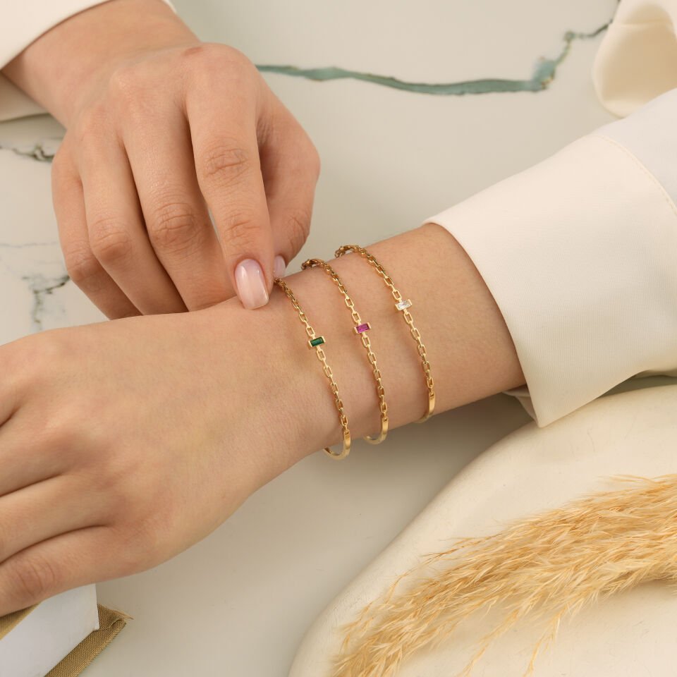 Renkli Baget Taşlı Kelepçe