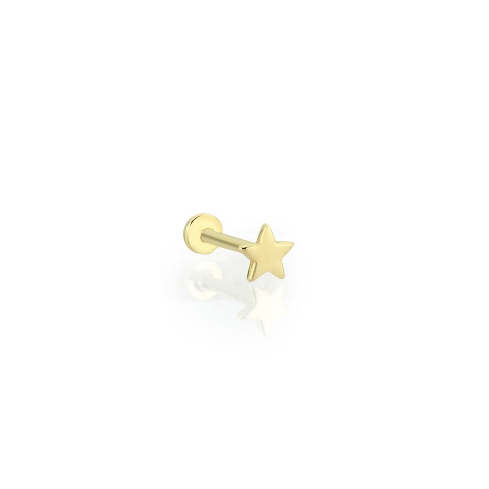 Minimal Yıldız Tragus Altın Piercing