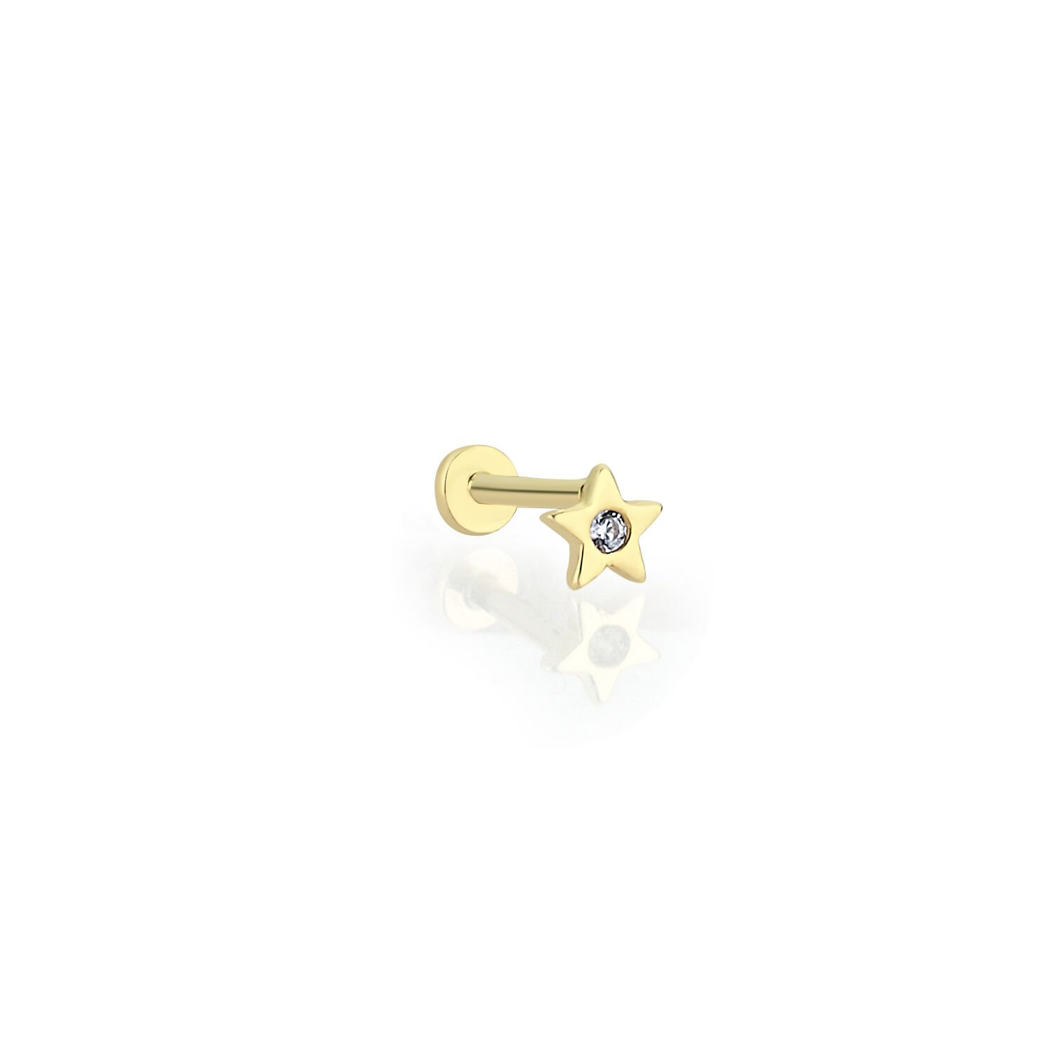 Tek Taş Yıldız Tragus Altın Piercing