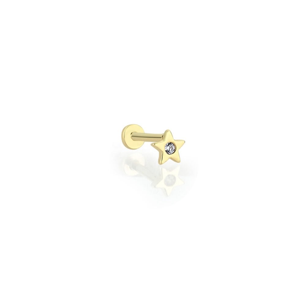 Tek Taş Yıldız Tragus Altın Piercing