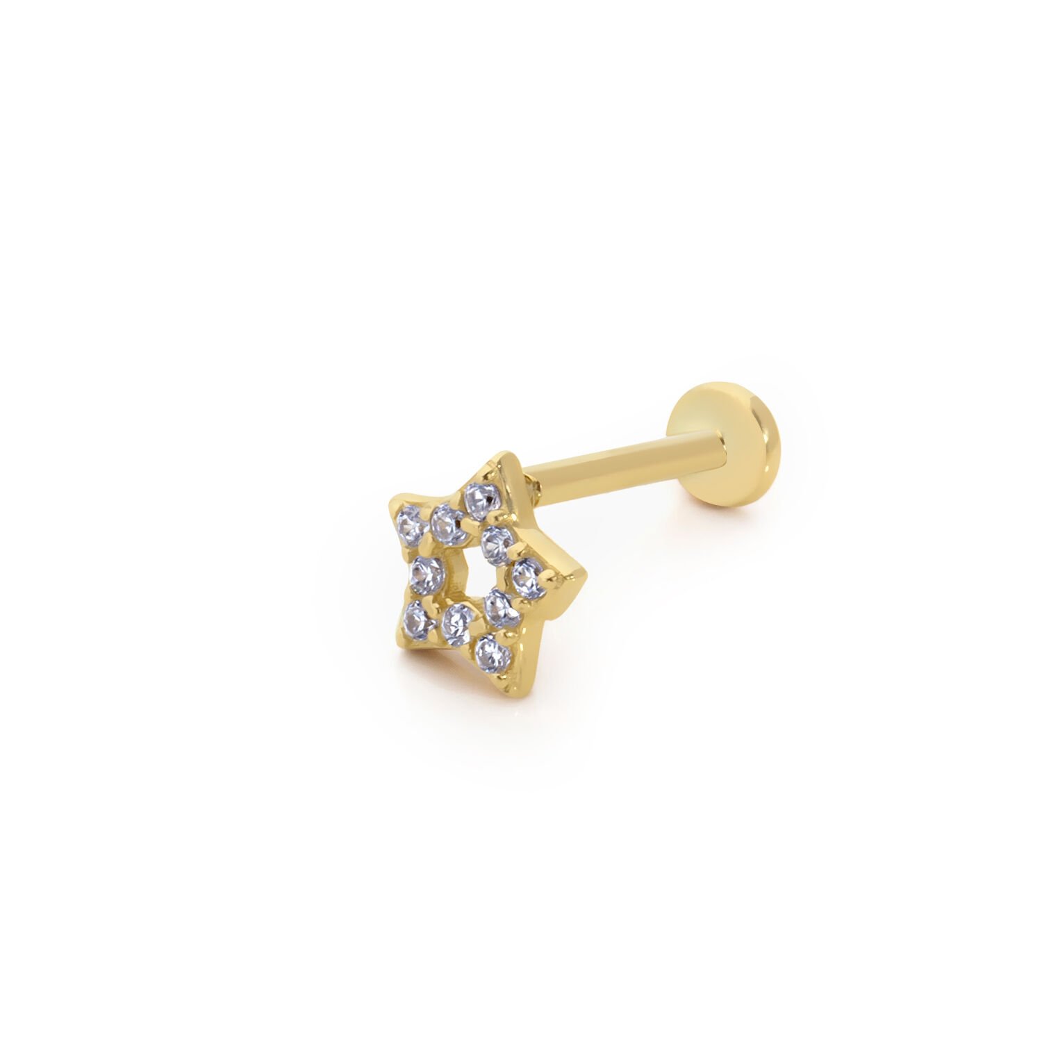 Taşlı Yıldız Tragus Altın Piercing