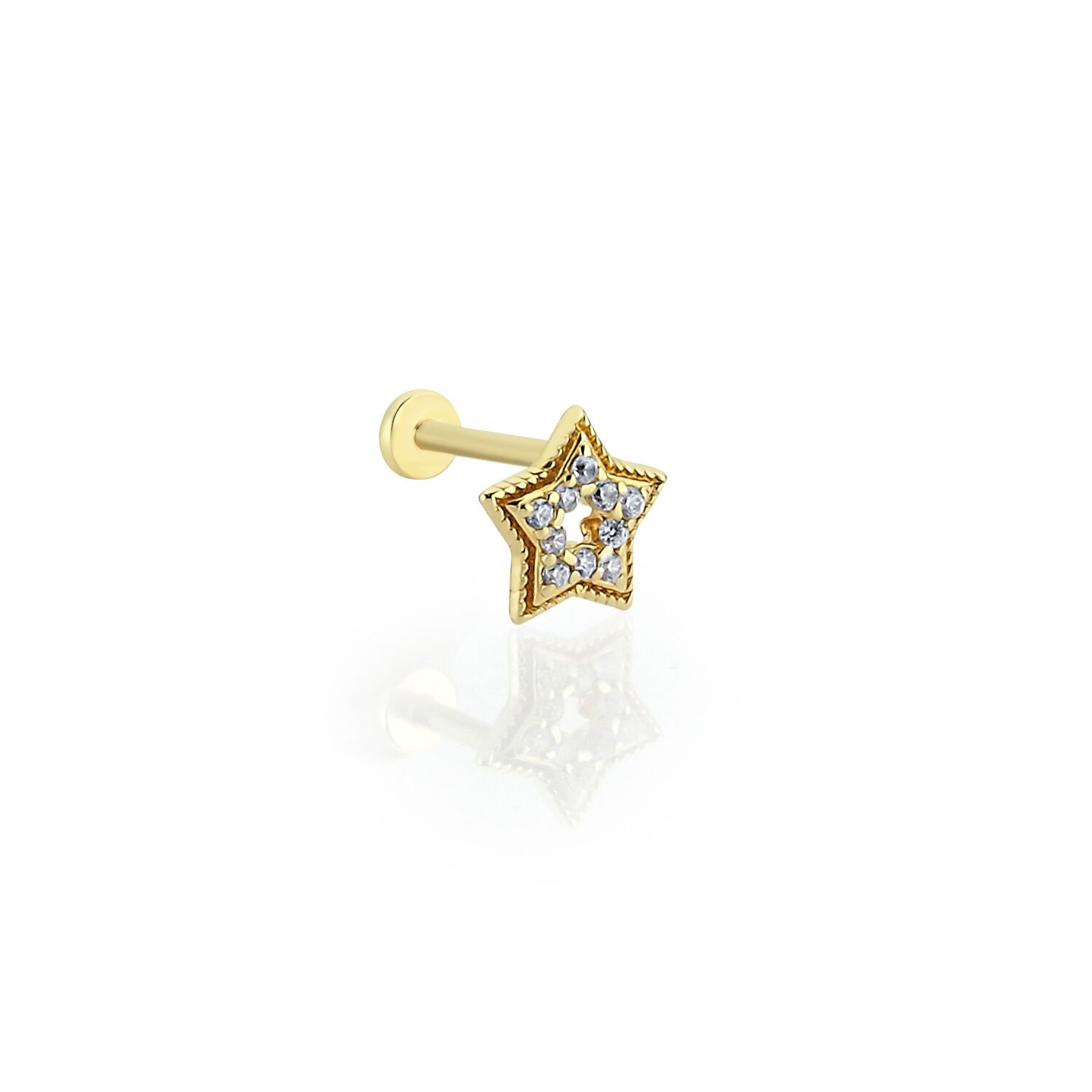 Taşlı Yıldız Tragus Altın Piercing