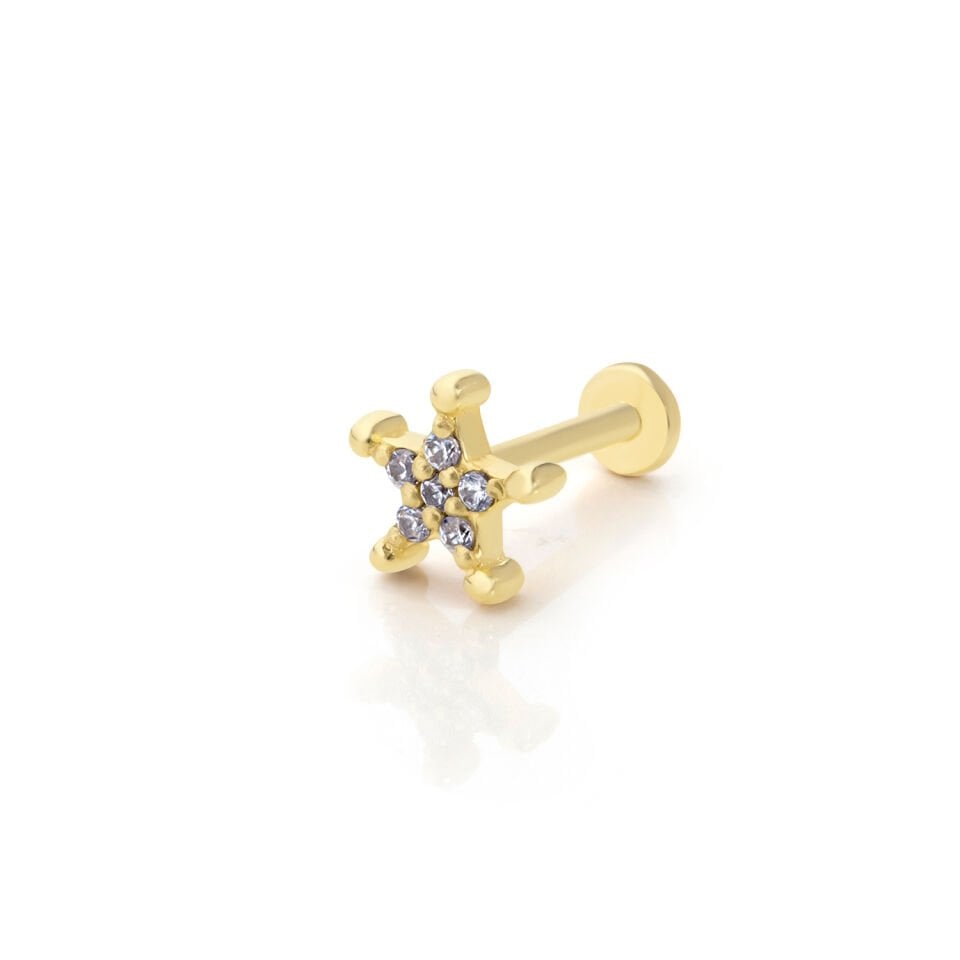 Şerif Yıldızı Tragus Altın Piercing