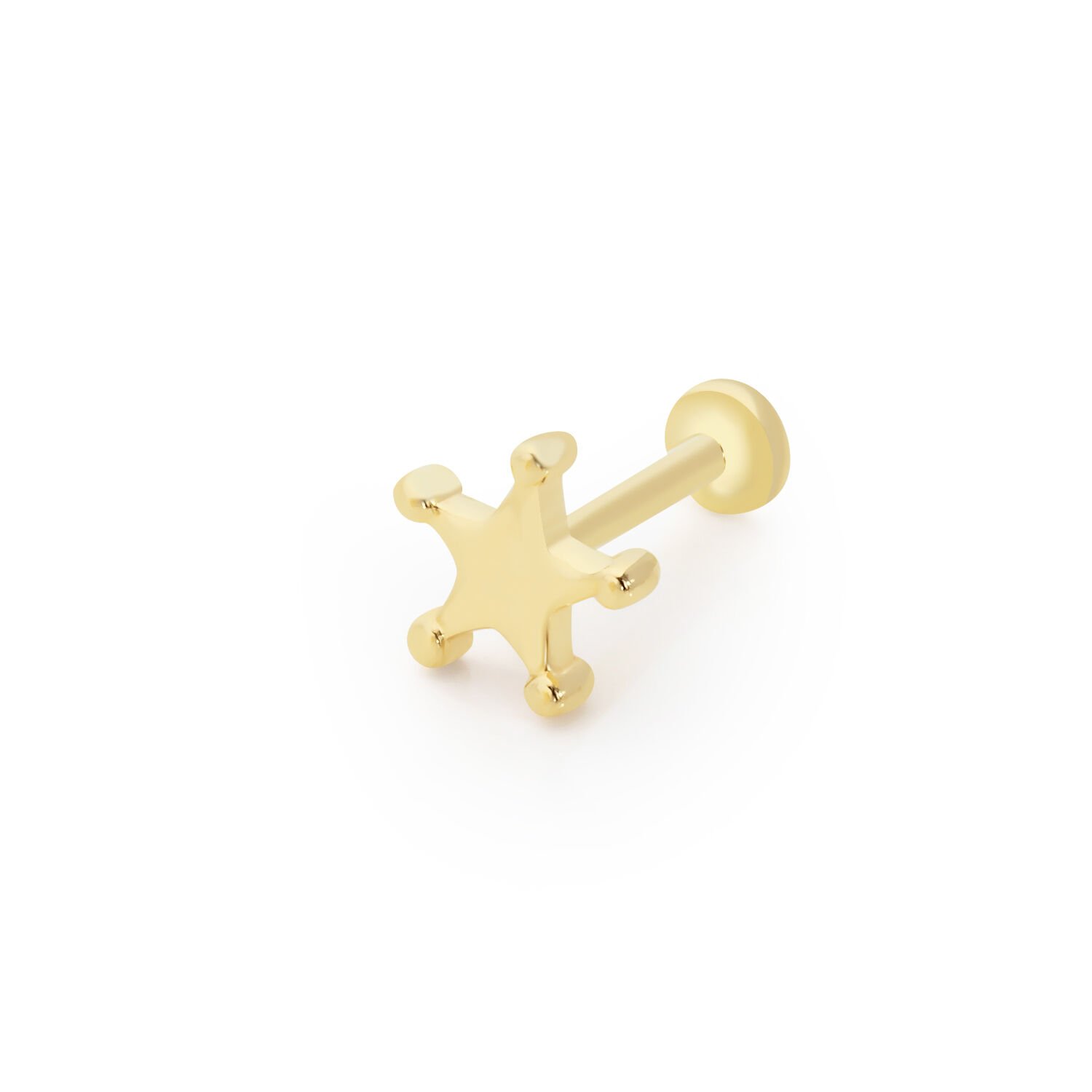 Şerif Yıldızı Tragus Altın Piercing