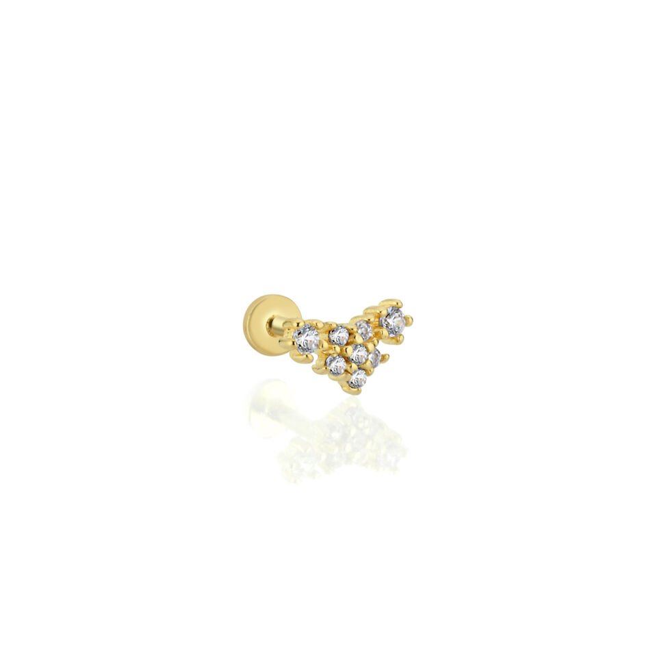 Taşlı Tragus Altın Piercing