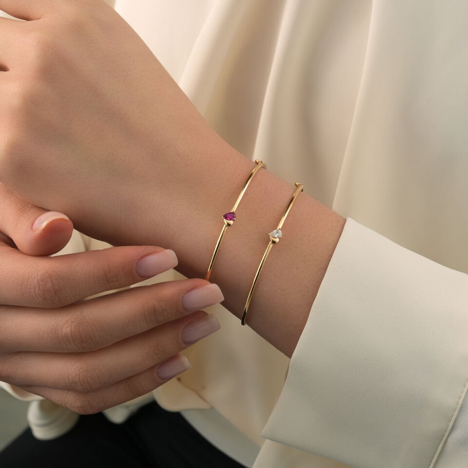 Mini Taşlı Kalp Kelepçe