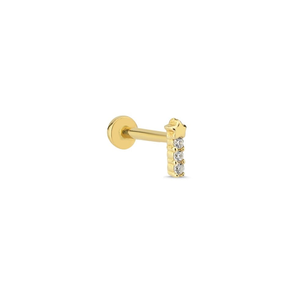 Yıldız Taşlı Tragus Altın Piercing