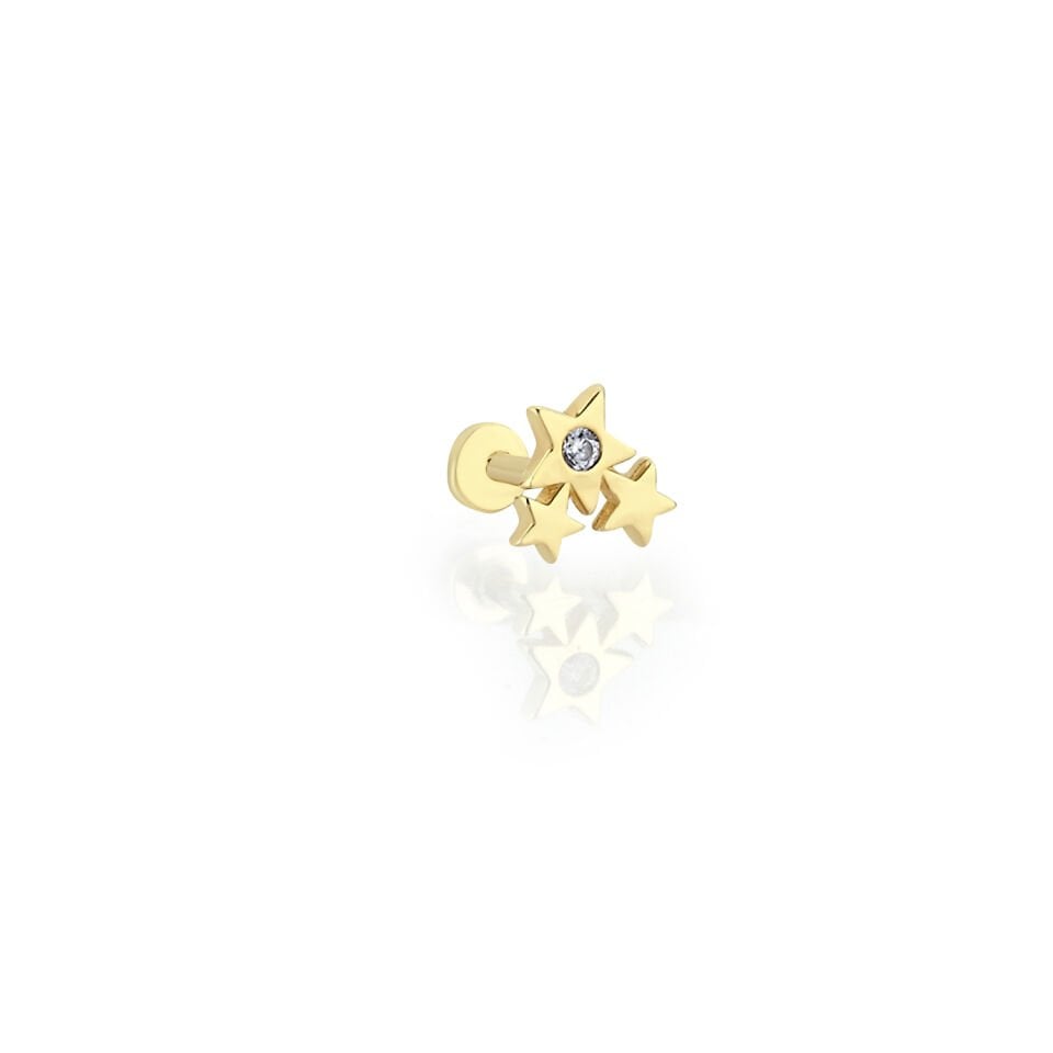 Taşlı Yıldız Tragus Altın Piercing