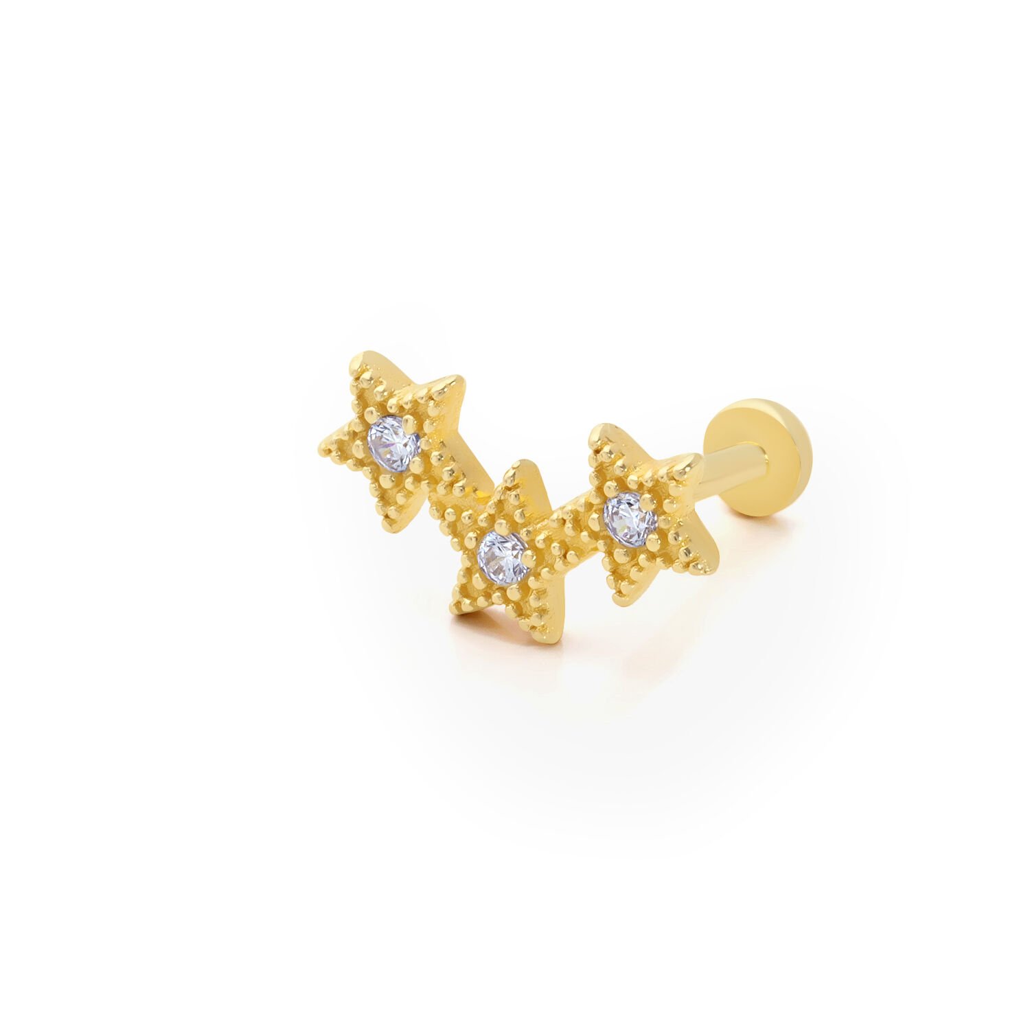 Taşlı Yıldız Tragus Altın Piercing