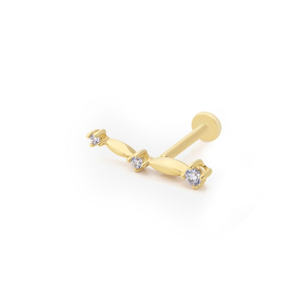 Çubuk Taşlı Yıldız Tragus Altın Piercing