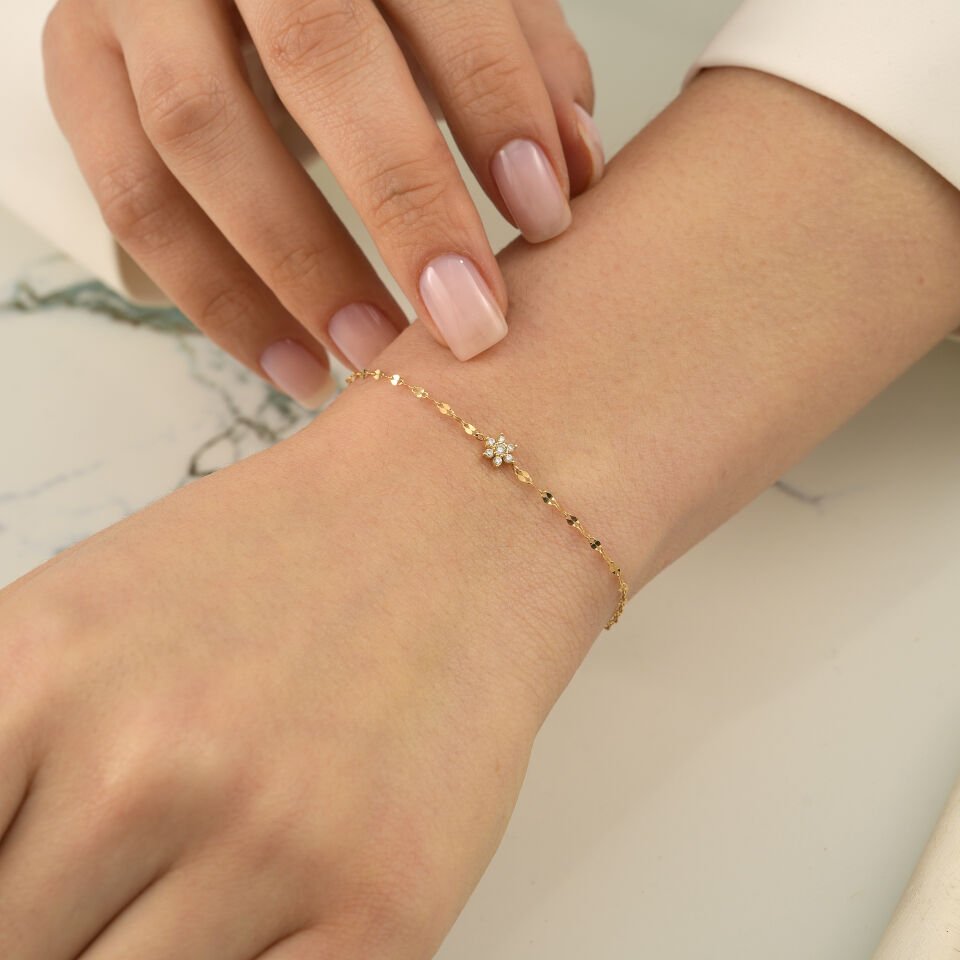 Aynalı Mini Çiçek Bileklik