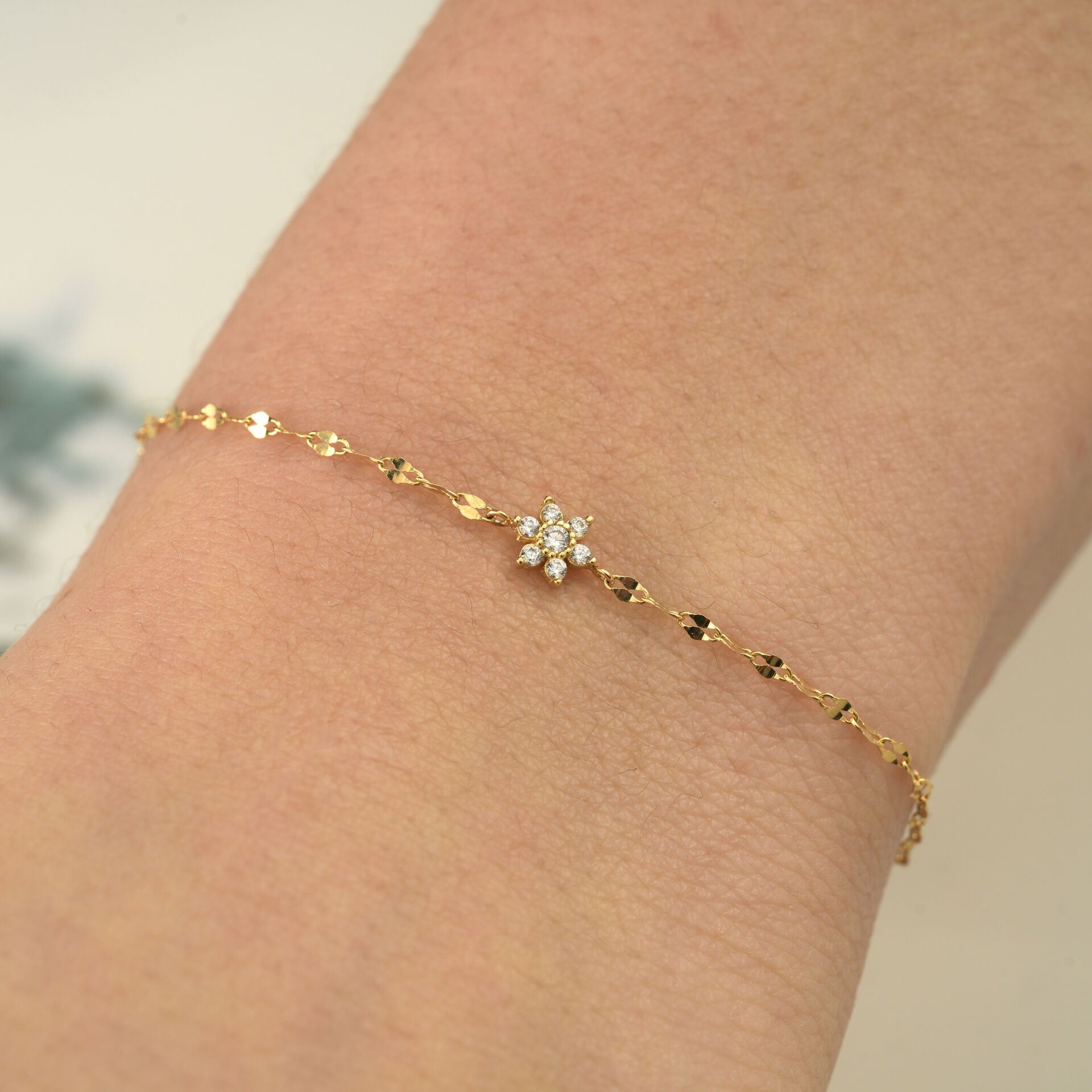 Aynalı Mini Çiçek Bileklik