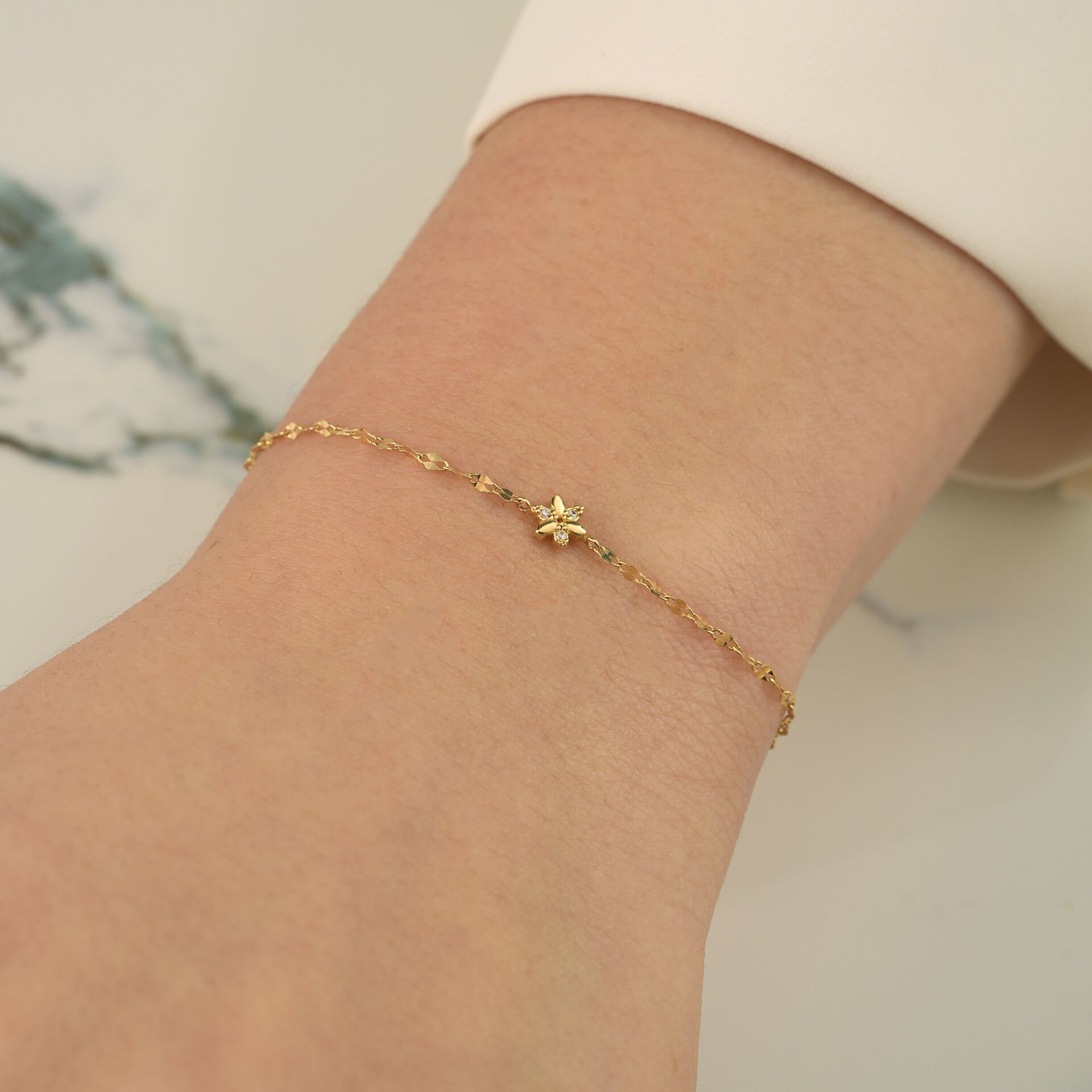 Aynalı Çiçek Bileklik