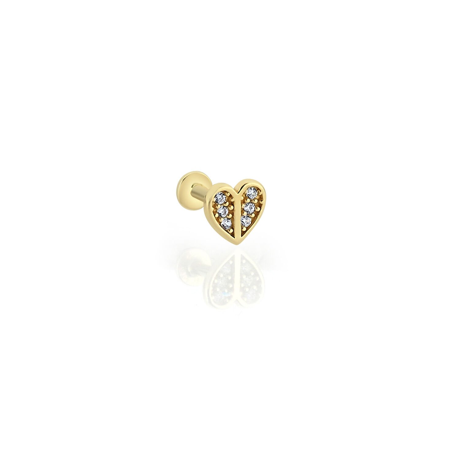 Kalp Taşlı Tragus Altın Piercing