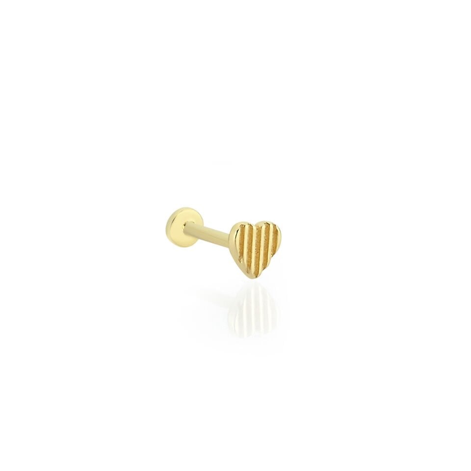 Desenli Kalp Tragus Altın Piercing