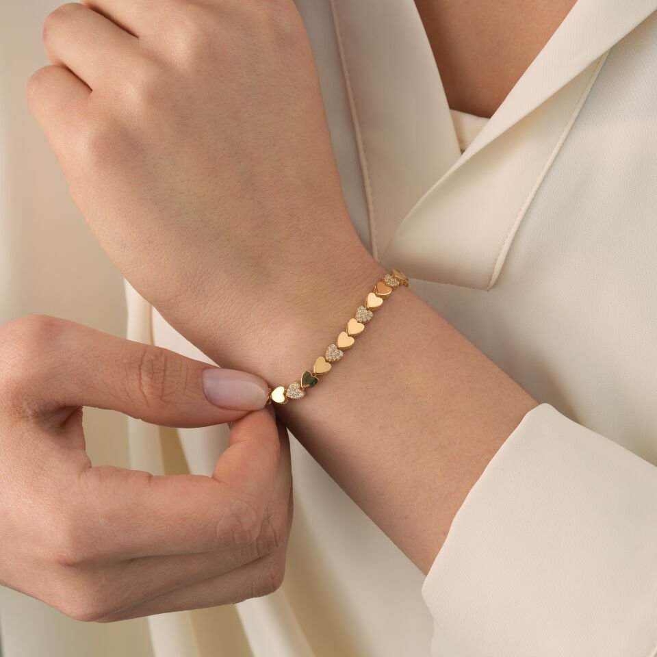 Taşlı Kalp Bileklik