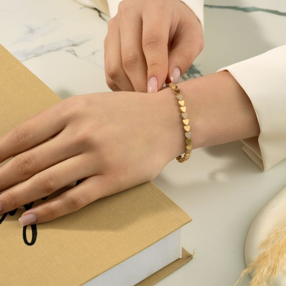 Taşlı Kalp Bileklik