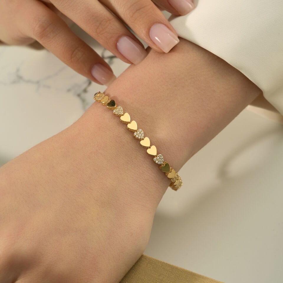 Taşlı Kalp Bileklik