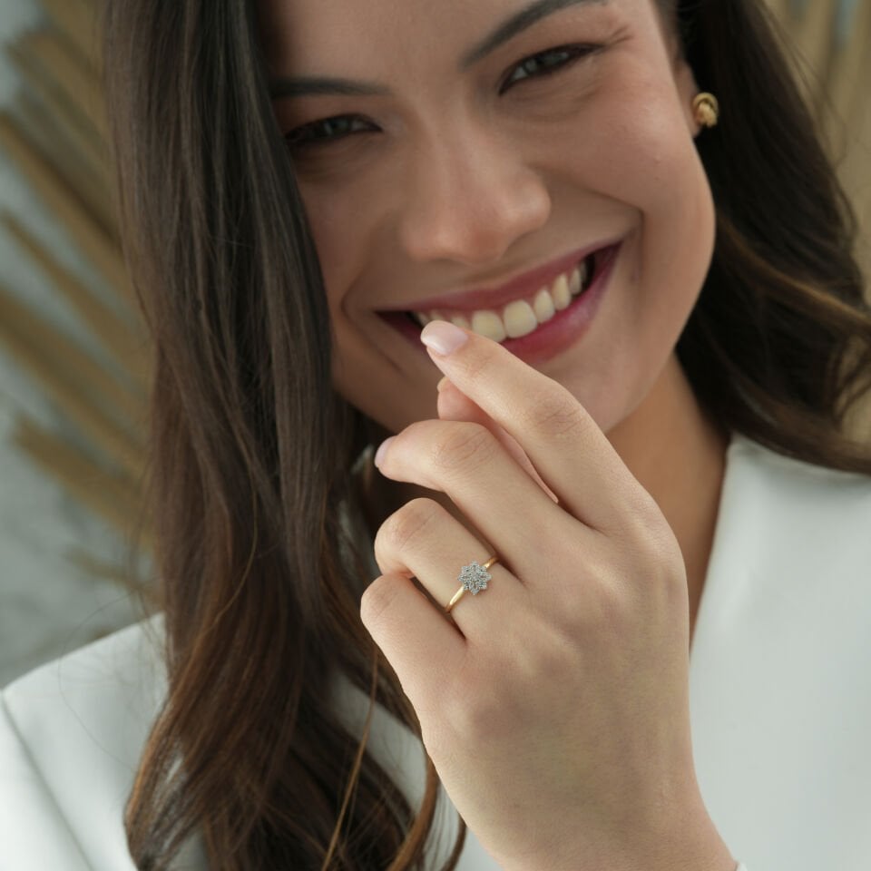 Kristal Çiçek Yüzük