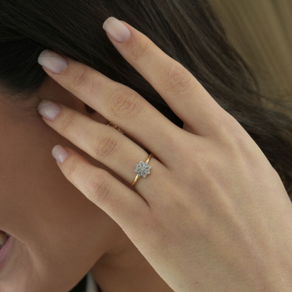 Kristal Çiçek Yüzük