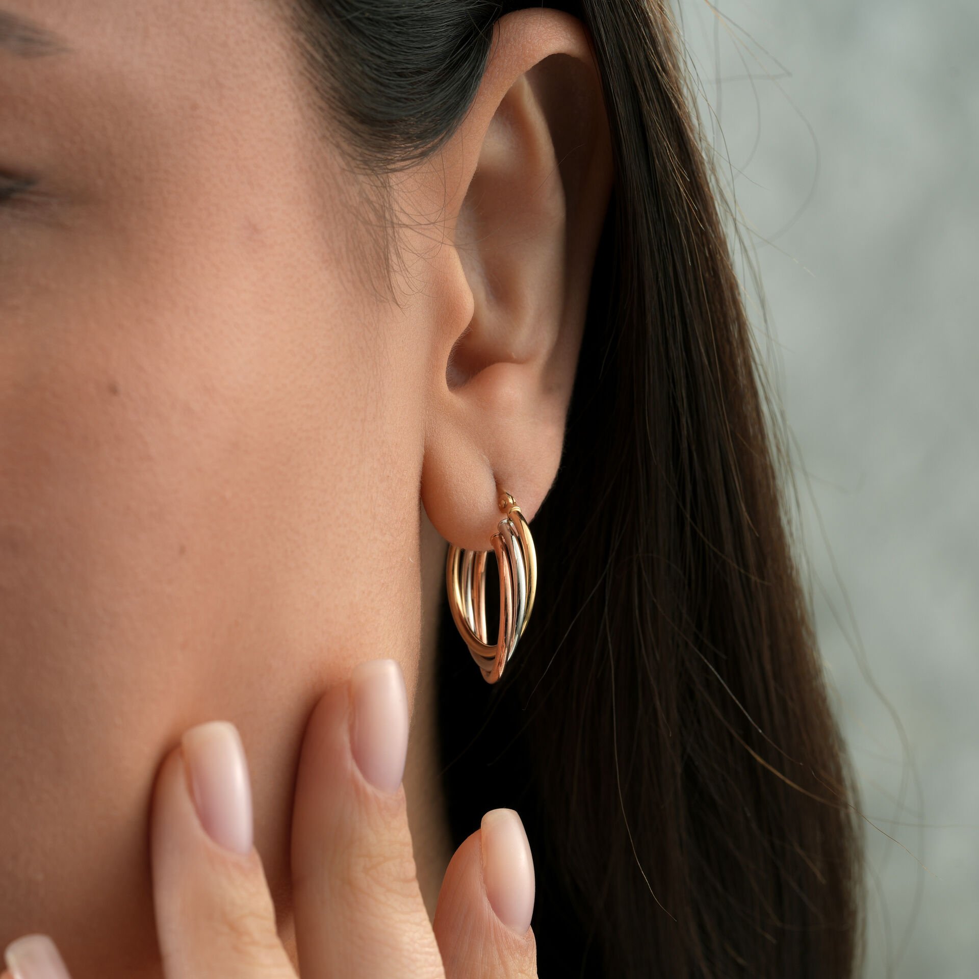 Üç Renk Halka Küpe