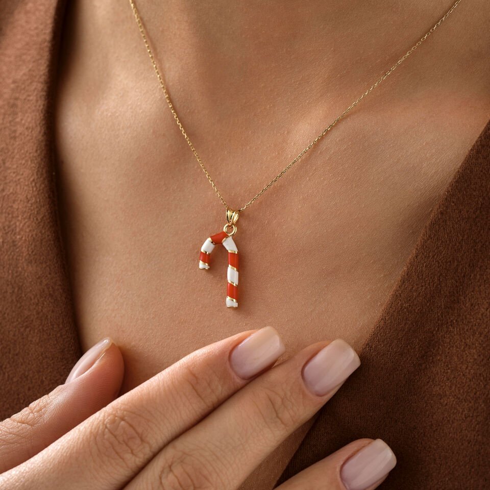 Kırmızı Baston Şeker Kolye