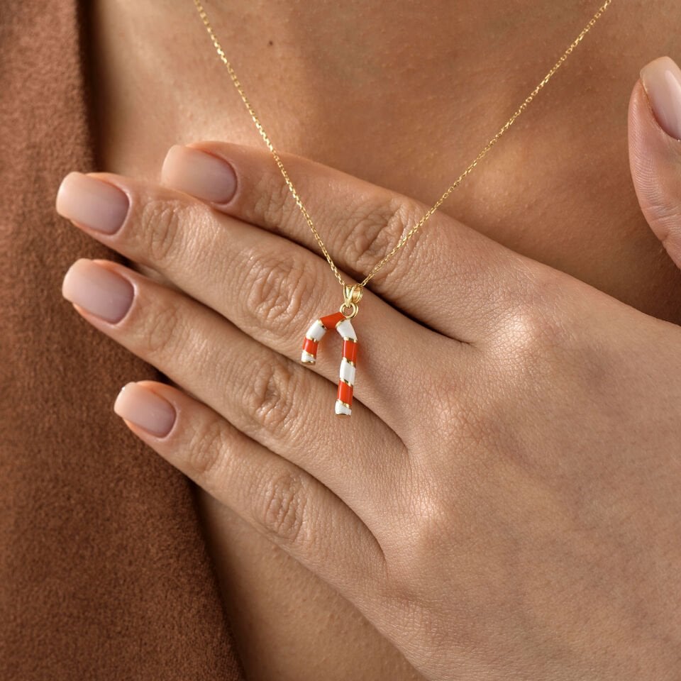 Kırmızı Baston Şeker Kolye