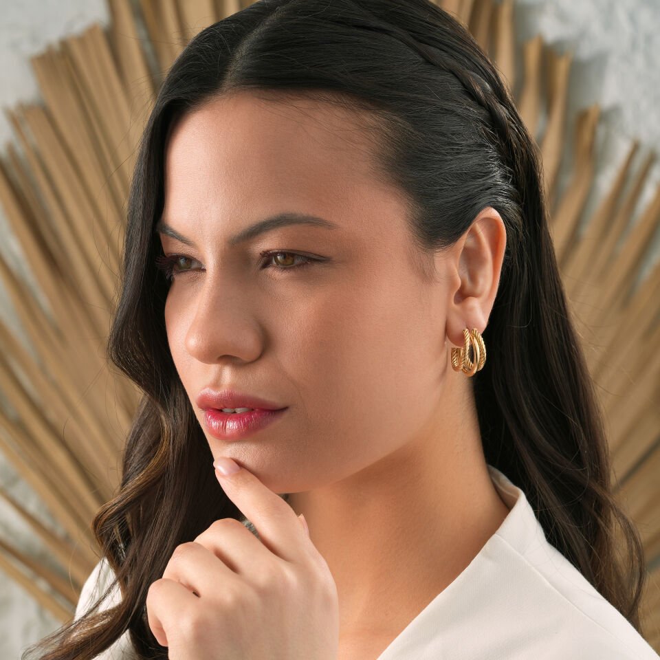 Desenli Üçlü Küpe