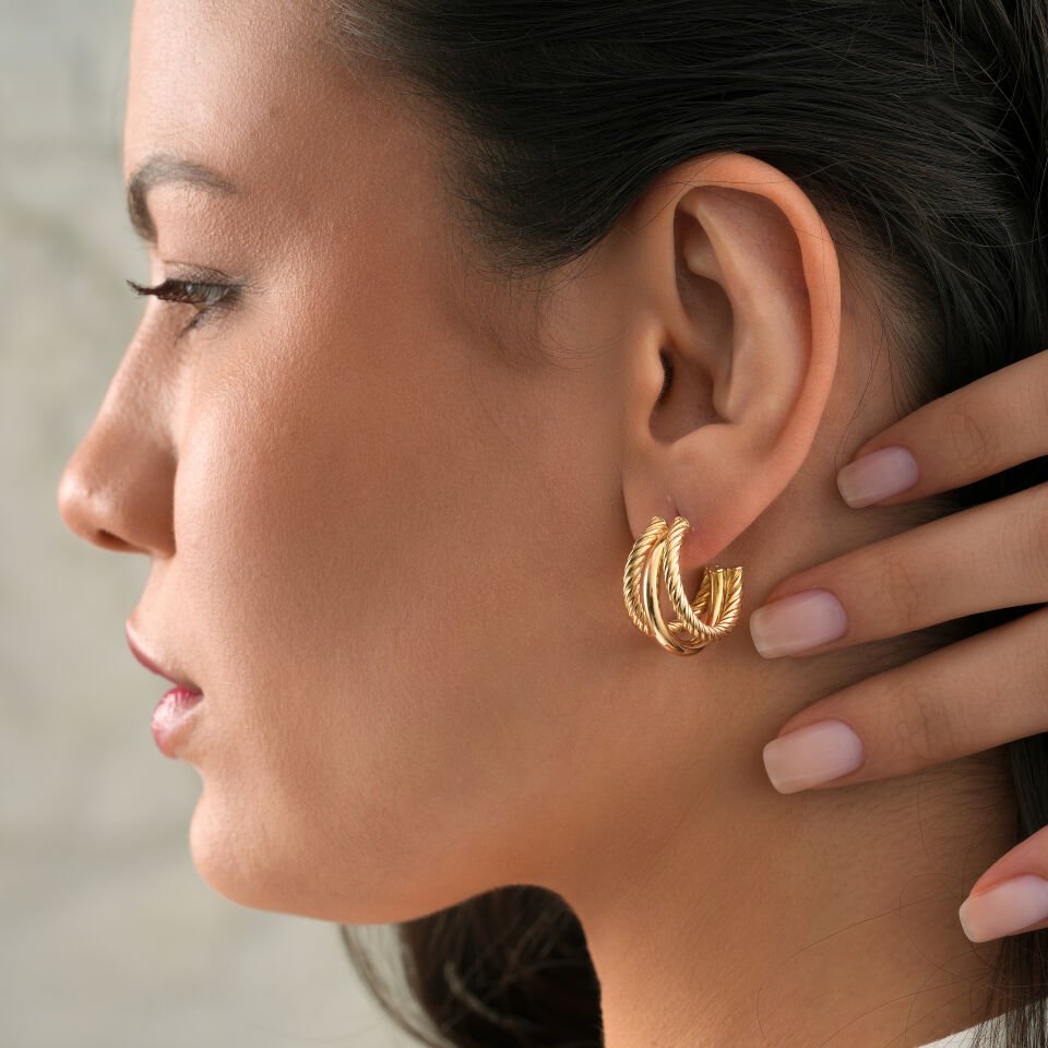 Desenli Üçlü Küpe