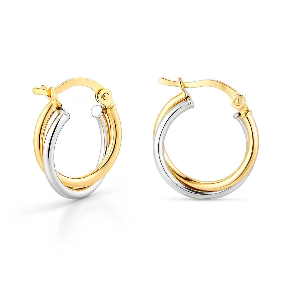 Sarı-Beyaz Çift Halka Küpe