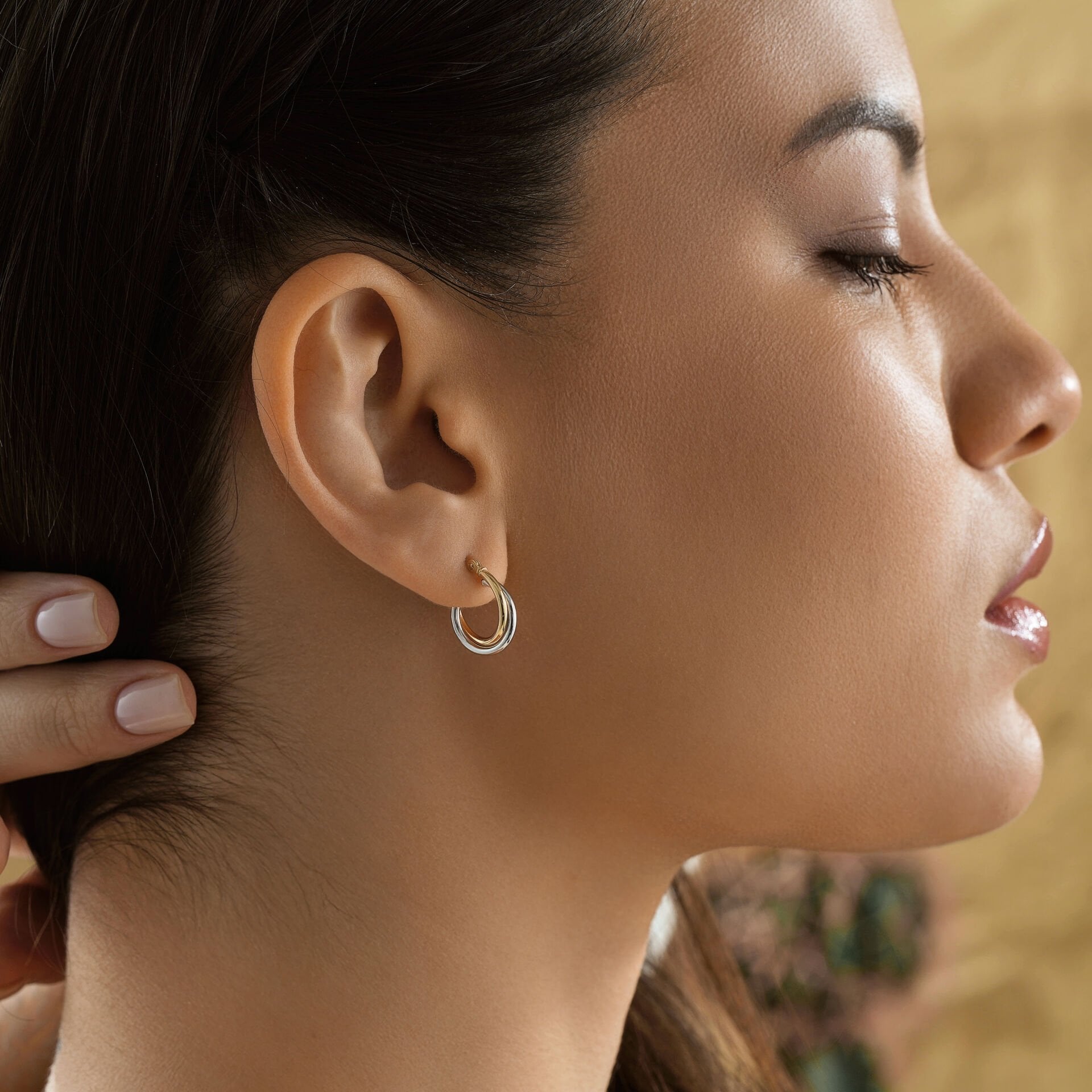 Sarı-Beyaz Minimal Küpe