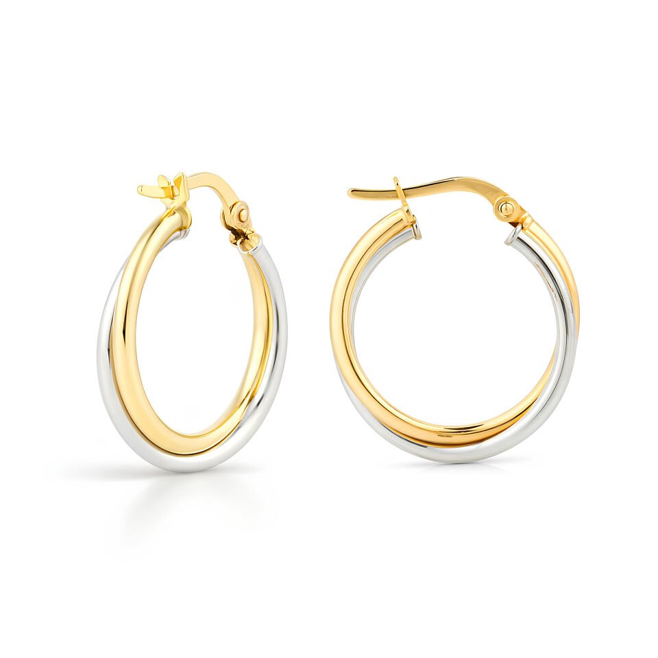 Sarı-Beyaz Çift Halkalı Küpe